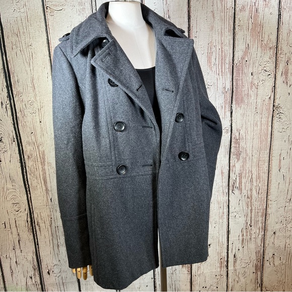 MICHAEL by Michael Kors Wool Blend Grey Pea Coat Winter Jacket Size Large EUC - Picture 4 of 14